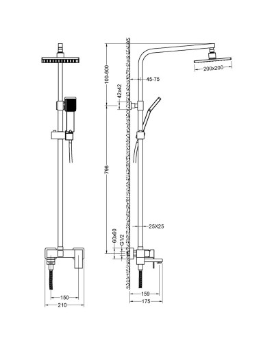 Душевая система 200 мм Timo Selene SX-2013/00