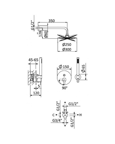 Душевая система Cezares Leaf LEAF-DSIP-30-SS Sunset