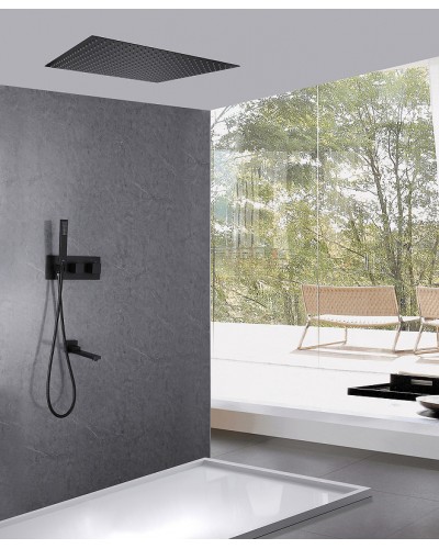 Душевая система Abber Daheim AF8254B с термостатом Черная матовая