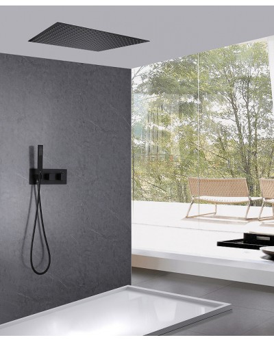 Душевая система Abber Daheim AF8255B с термостатом Черная матовая
