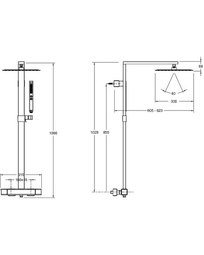 Душевая система Jacob Delafon Strayt E98321-CP Хром