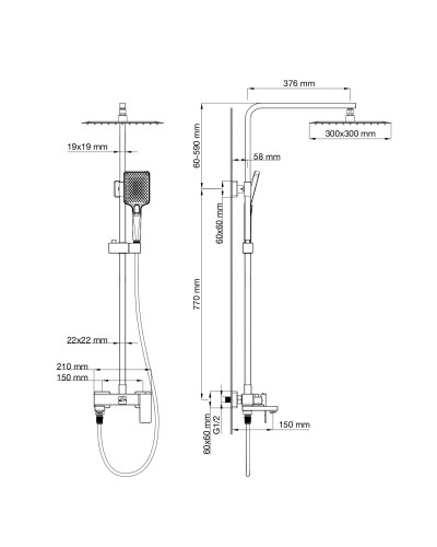 Душевая система Wonzon & Woghand, Брашированное золото (WW-88047068-BG)