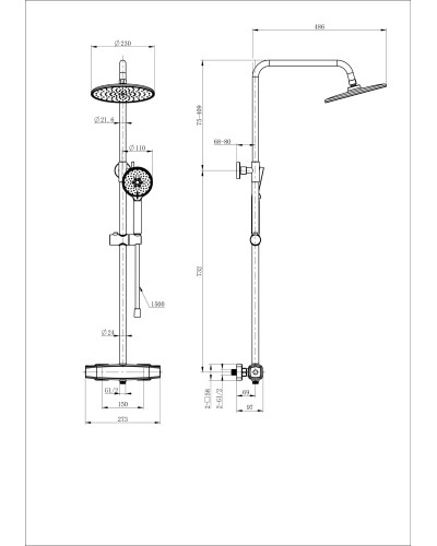 Душевая система с термостатом WONZON & WOGHAND, Хром (WW-B3035-A-CR)