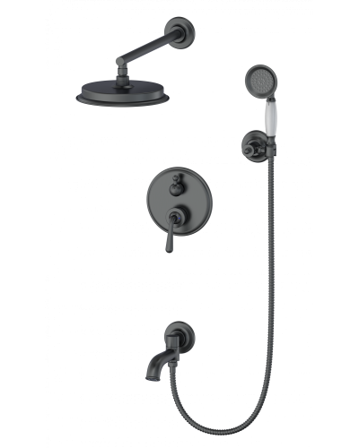 Душевая система встраиваемая Wonzon & Woghand, Темный графит (WW-88939008-BGM)