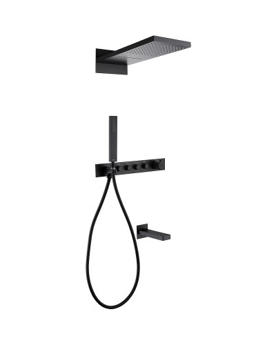 Душевая система Abber Rund AF8753B с термостатом Черная матовая