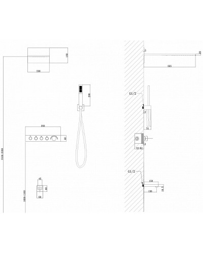 Душевая система Abber Rund AF8753B с термостатом Черная матовая