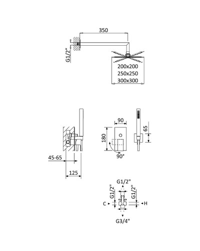 Душевая система Cezares Porta PORTA-DSIPQ-30-SR Sunrise