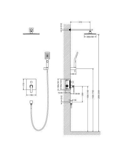 Душевой комплект 260х188 мм Timo Torne SX-4319/00SM