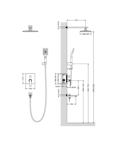 Душевой комплект 260х188 мм Timo Torne SX-4399/00SM