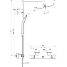 Душевая система 200 мм Ideal Standard Ceratherm T100 A7240AA