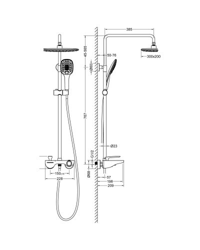 Душевая система 300х200 мм Timo Helmi SX-1170/03