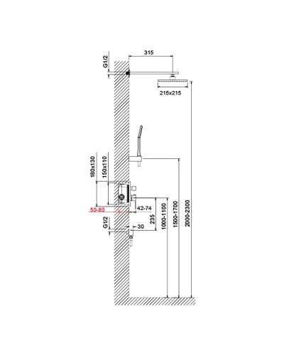 Душевой комплект 215 мм Timo Selene SX-2069/17SM