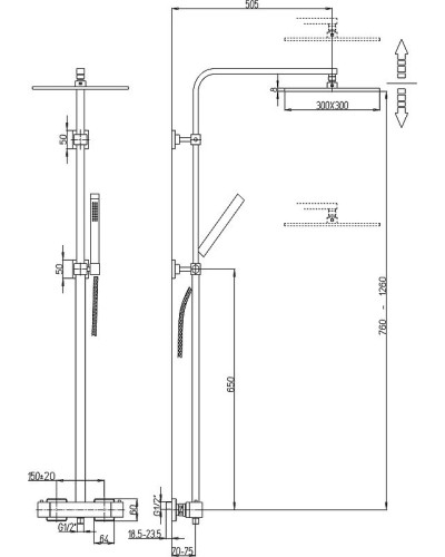 Душевая система Paini Dax 84CR689TH3SQP1 с термостатом Хром