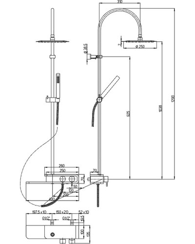 Душевая система Paini Pad PDCR689B0 Хром