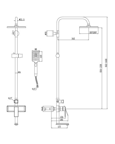 Душевая система 207 мм Savol 100 S-600108T
