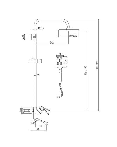 Душевая система 207 мм Savol 700 S-600708-1
