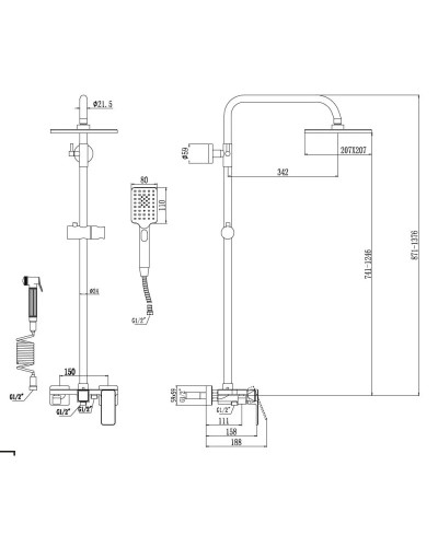 Душевая система 207 мм Savol 700 S-600708D