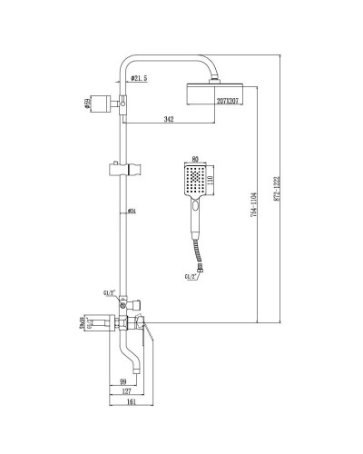 Душевая система 207 мм Savol 800 S-602242