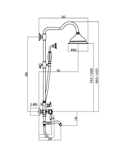 Душевая система 204 мм Savol 66H S-006613H