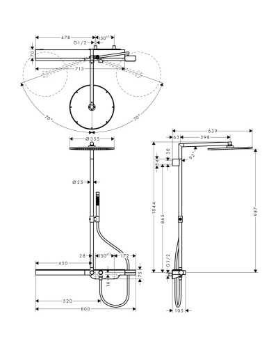 Душевая система 353 мм Axor ShowerSolutions 27984000