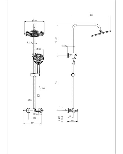 Душевая система с термостатом WONZON & WOGHAND, Хром (WW-B2091-A-CR)