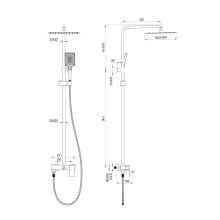 Душевая система WONZON & WOGHAND, Темный графит (WW-88739016-BGM)