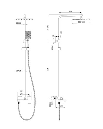 Душевая система WONZON & WOGHAND, Брашированное золото (WW-88739016-BG)