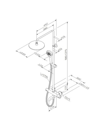 Душевая система 220 мм AM.PM Chic 2.0 F0782A500