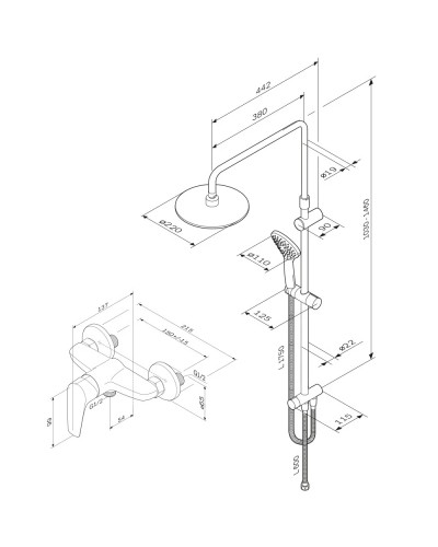Душевая стойка 220 мм AM.PM F4088934