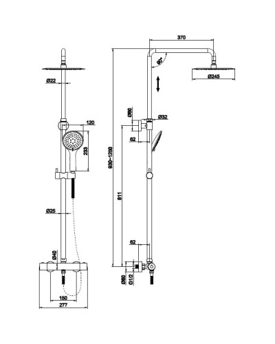 Душевая система 245 мм Cersanit Brasko Black A63112