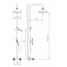 Душевая стойка со смесителем для верхнего и ручного душа CEZARES ATLANTIS-CD-03/24-Sw/M