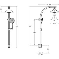 Душевая стойка 200 мм Jacob Delafon Moxie E8079-CP