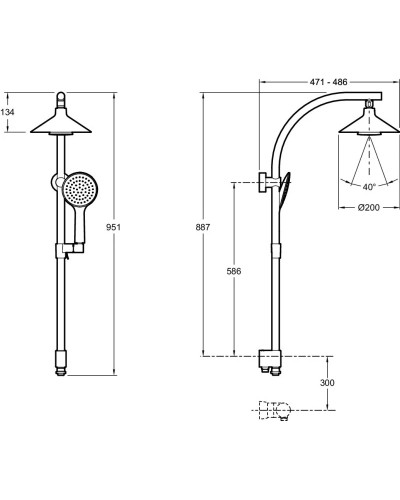 Душевая стойка 200 мм Jacob Delafon Moxie E8079-CP