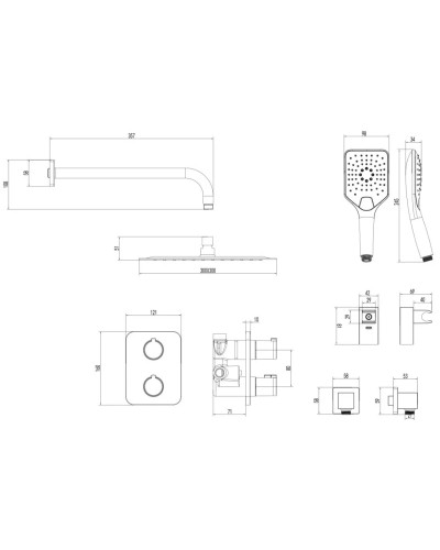 Душевой комплект 300 мм Lemark Yeti LM7849C