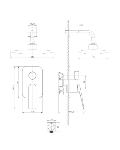Душевой комплект 246х170 мм Lemark Allegro LM5929C