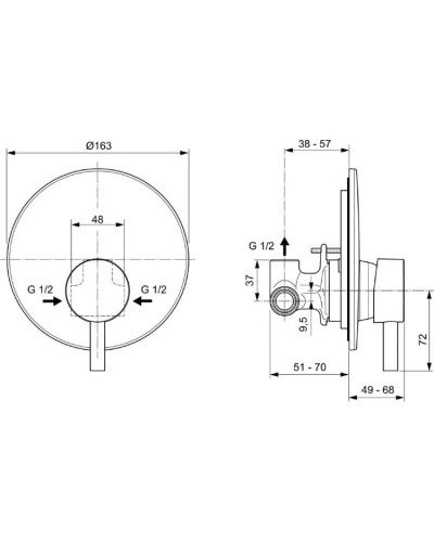 Душевой комплект 200 мм Ideal Standard Ceraline A6940XG + B9445XG + BD140XG