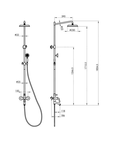 Душевая система Felice 0560 bronzo 39x23 см
