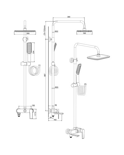 Душевая система Felice 8060 nero opaco