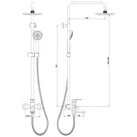 Душевая система Felice 6060 cromo 38x21 см