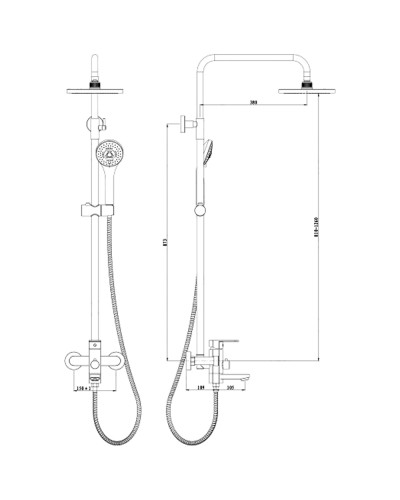 Душевая система Felice 6060 cromo 38x21 см
