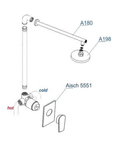 Душевой комплект 250 мм WasserKRAFT Aisch A55180