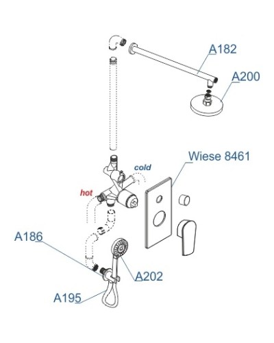Душевой комплект 250 мм WasserKRAFT Sauer A84202