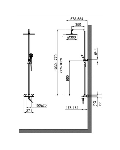 Душевая система 300 мм Noken Tec Round N186490071
