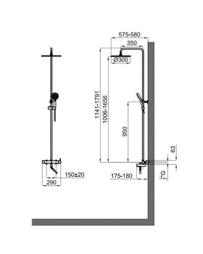 Душевая система 300 мм Noken Tec Round N186490073