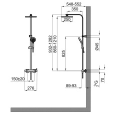 Душевая система 250 мм Noken Tec Square N186490070