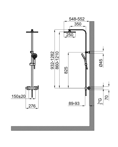 Душевая система 250 мм Noken Tec Square N186490070