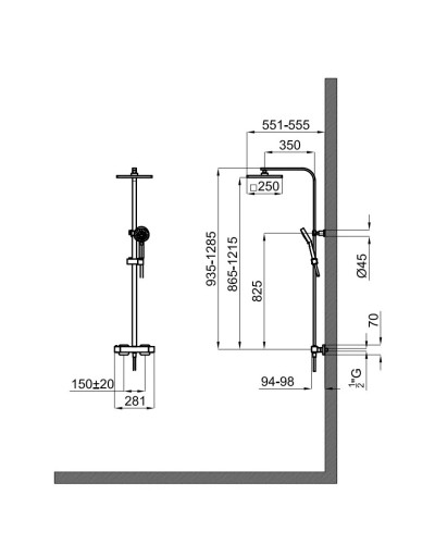 Душевая система 250 мм Noken Tec Square N186490068