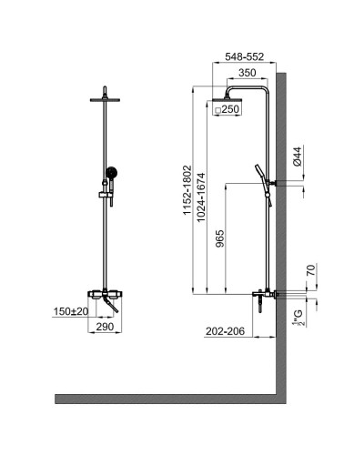 Душевая система 250 мм Noken Tec Square N186490069