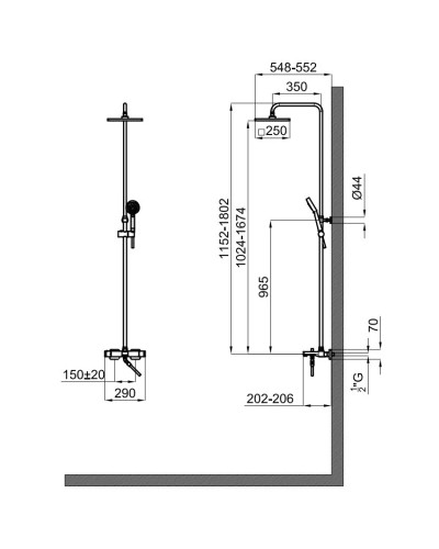 Душевая система 250 мм Noken Tec Square N186490067