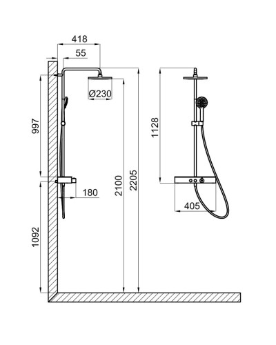 Душевая система 230 мм Noken Touch&Feel N155416704